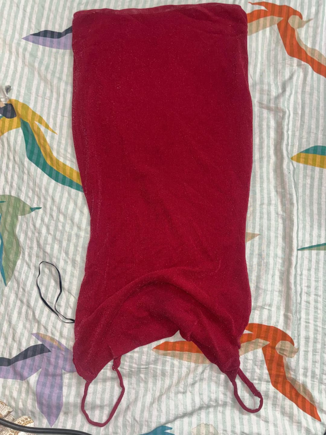 red shimmer mini dress — view 1